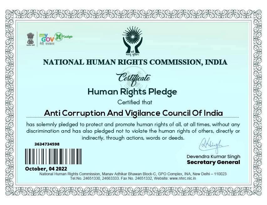 ACVCI Company Proof Certificate